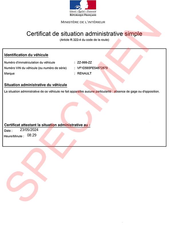 certificat de situation administrative simple